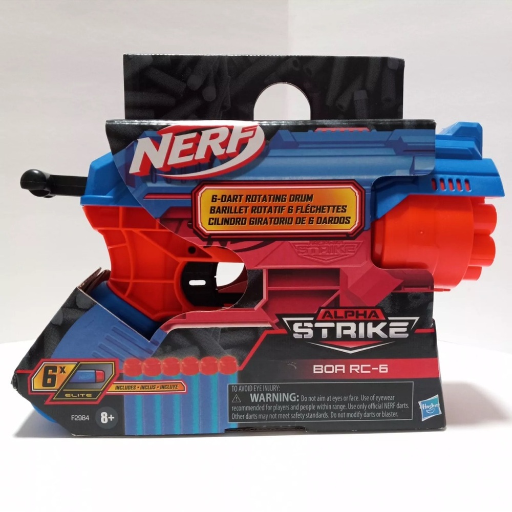 NEW Nerf Gun Alpha Strike BOA RC-6 Hasbro NIB 6 dart rotating drum/ Pistola Nerf